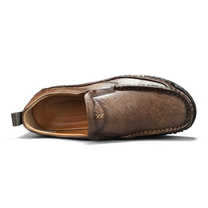 Men's Genuine Leather Casual Boots - Slip-On, Waterproof, Wide Toe Box with Arch Support