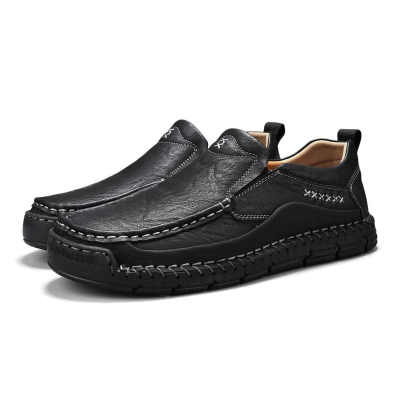 Men's Genuine Leather Casual Boots - Slip-On, Waterproof, Wide Toe Box with Arch Support