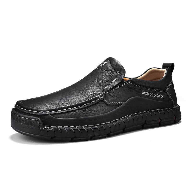 Men's Genuine Leather Casual Boots - Slip-On, Waterproof, Wide Toe Box with Arch Support
