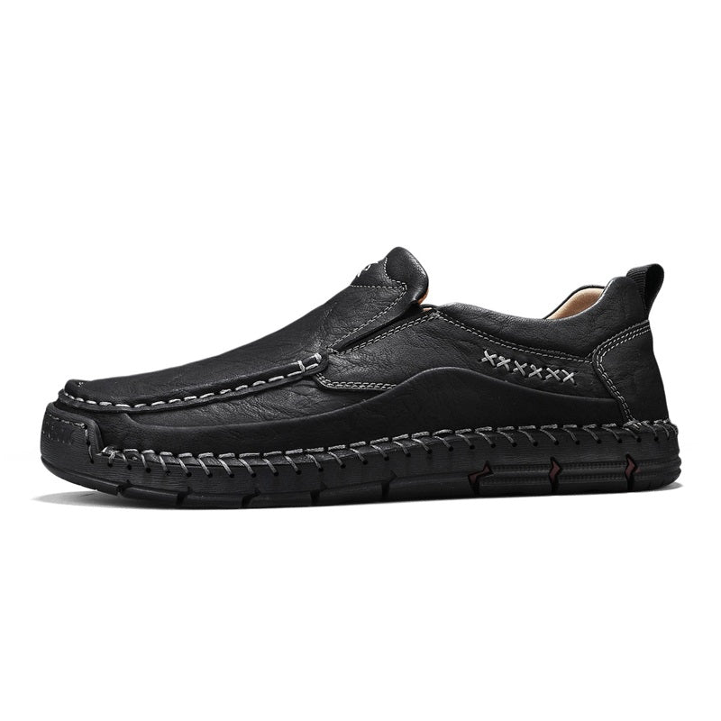 Men's Genuine Leather Casual Boots - Slip-On, Waterproof, Wide Toe Box with Arch Support