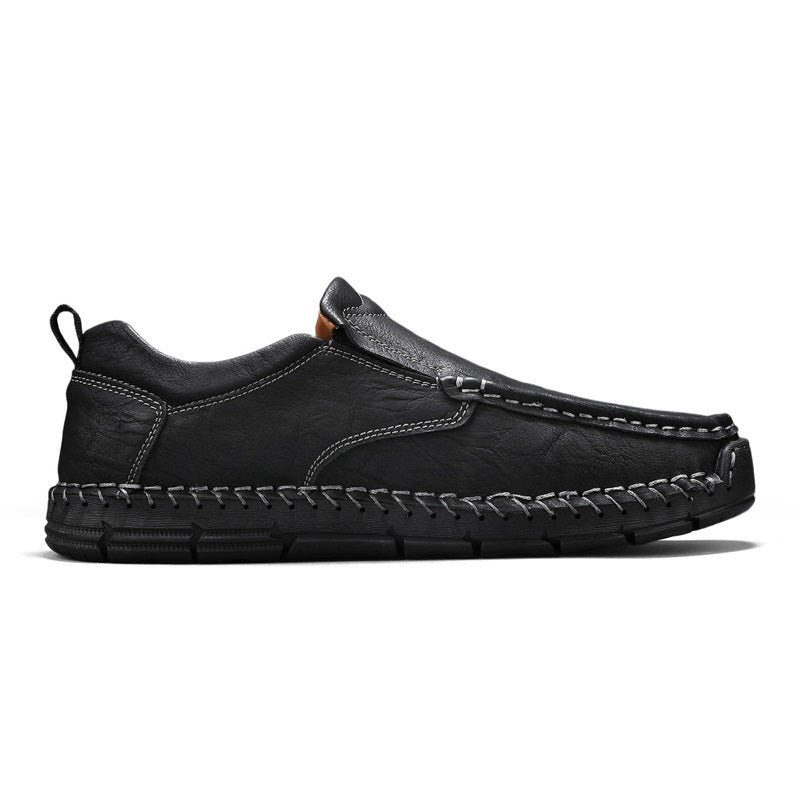 Men's Genuine Leather Casual Boots - Slip-On, Waterproof, Wide Toe Box with Arch Support