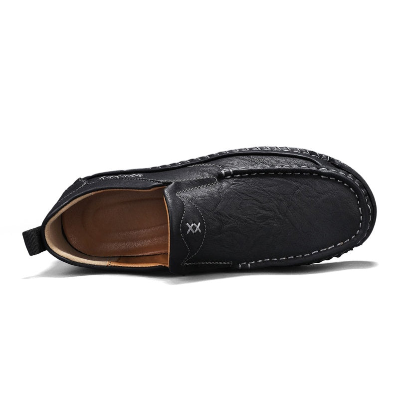 Men's Genuine Leather Casual Boots - Slip-On, Waterproof, Wide Toe Box with Arch Support