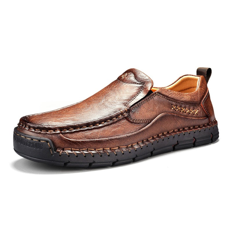 Men's Genuine Leather Casual Boots - Slip-On, Waterproof, Wide Toe Box with Arch Support