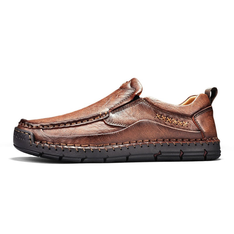 Men's Genuine Leather Casual Boots - Slip-On, Waterproof, Wide Toe Box with Arch Support