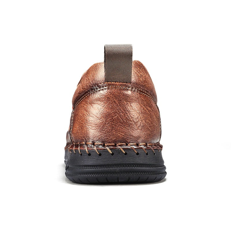 Men's Genuine Leather Casual Boots - Slip-On, Waterproof, Wide Toe Box with Arch Support