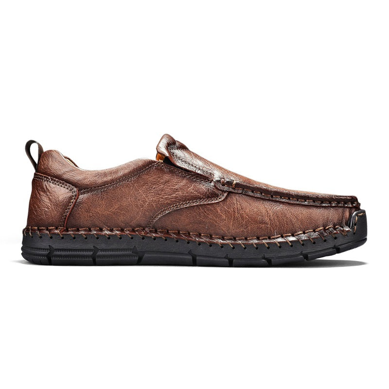 Men's Genuine Leather Casual Boots - Slip-On, Waterproof, Wide Toe Box with Arch Support