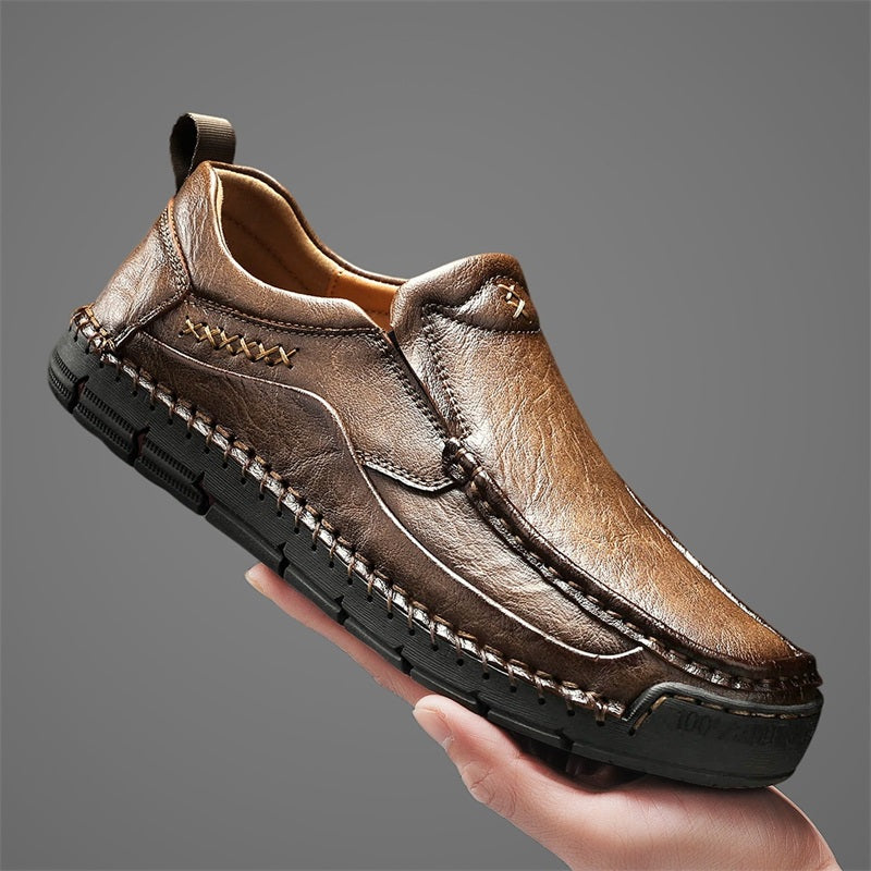 Men's Genuine Leather Casual Boots - Slip-On, Waterproof, Wide Toe Box with Arch Support