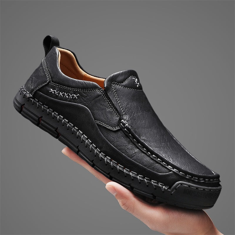 Men's Genuine Leather Casual Boots - Slip-On, Waterproof, Wide Toe Box with Arch Support