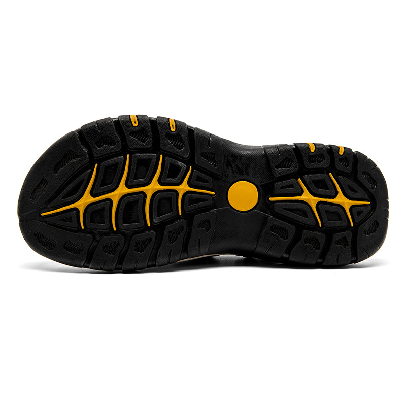 Men's Genuine Leather Sandals - Slip-On, Breathable, Wide Toe Box with Arch Support