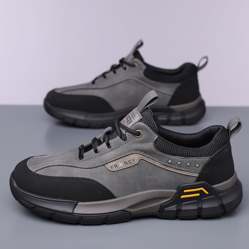 Men's Genuine Leather Hiking Boots - Lace-Up, Waterproof, Wide Toe Box with Arch Support