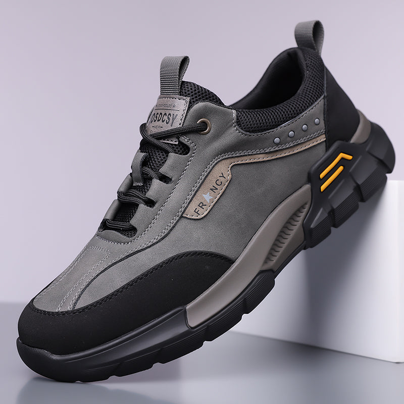 Men's Genuine Leather Hiking Boots - Lace-Up, Waterproof, Wide Toe Box with Arch Support