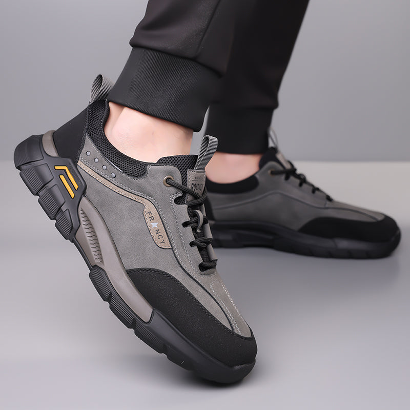 Men's Genuine Leather Hiking Boots - Lace-Up, Waterproof, Wide Toe Box with Arch Support