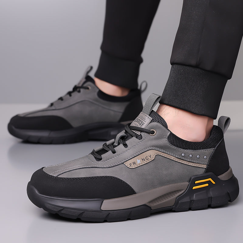 Men's Genuine Leather Hiking Boots - Lace-Up, Waterproof, Wide Toe Box with Arch Support