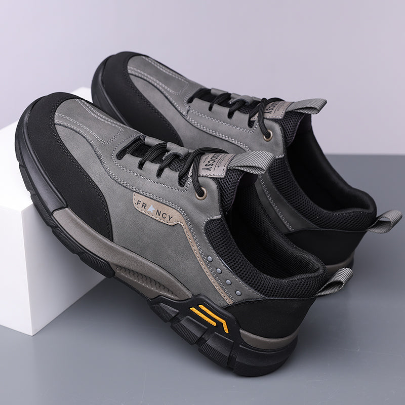 Men's Genuine Leather Hiking Boots - Lace-Up, Waterproof, Wide Toe Box with Arch Support