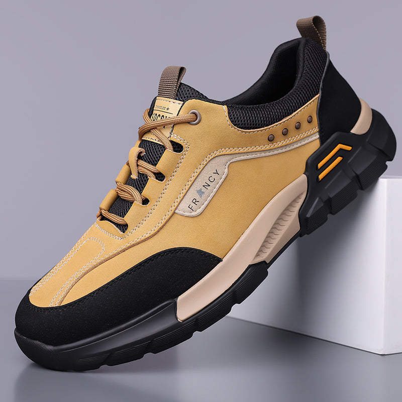 Men's Genuine Leather Hiking Boots - Lace-Up, Waterproof, Wide Toe Box with Arch Support