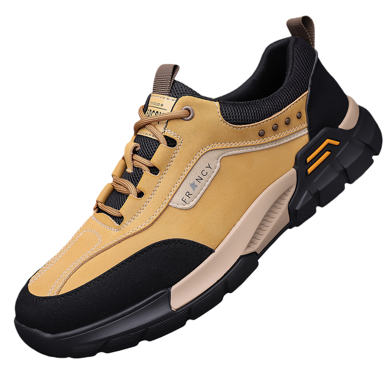Men's Genuine Leather Hiking Boots - Lace-Up, Waterproof, Wide Toe Box with Arch Support