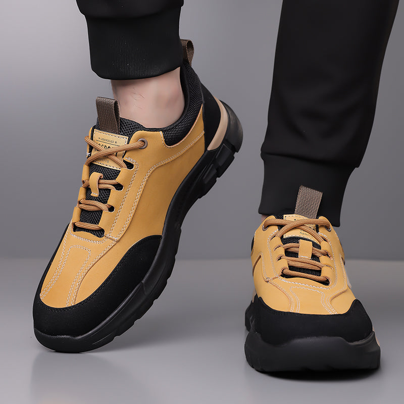 Men's Genuine Leather Hiking Boots - Lace-Up, Waterproof, Wide Toe Box with Arch Support