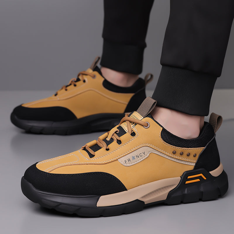 Men's Genuine Leather Hiking Boots - Lace-Up, Waterproof, Wide Toe Box with Arch Support