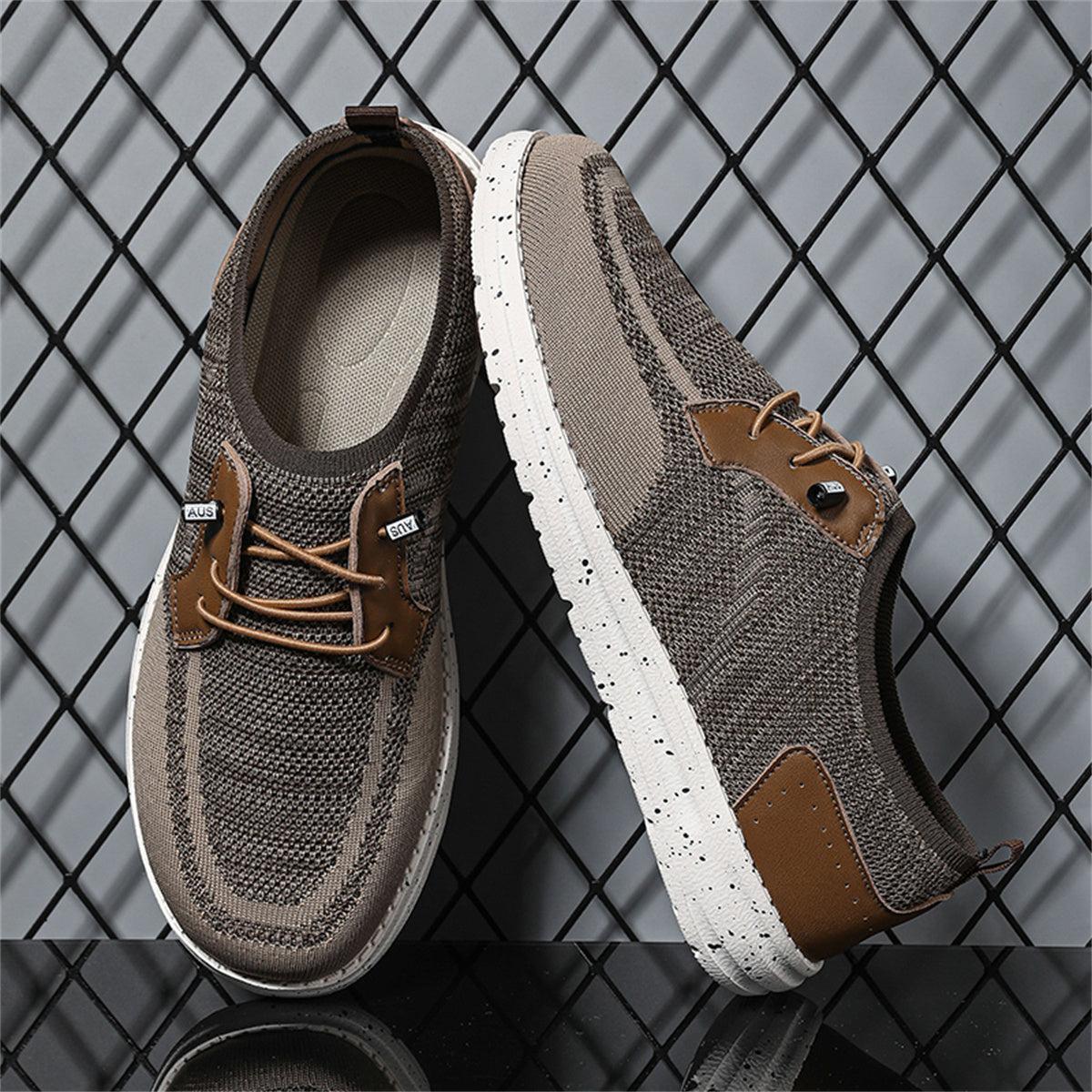 Men's Mesh Walking Shoes - Lace-Up, Breathable, Wide Toe Box with Arch Support