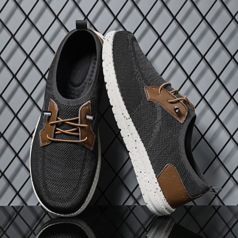 Men's Mesh Walking Shoes - Lace-Up, Breathable, Wide Toe Box with Arch Support