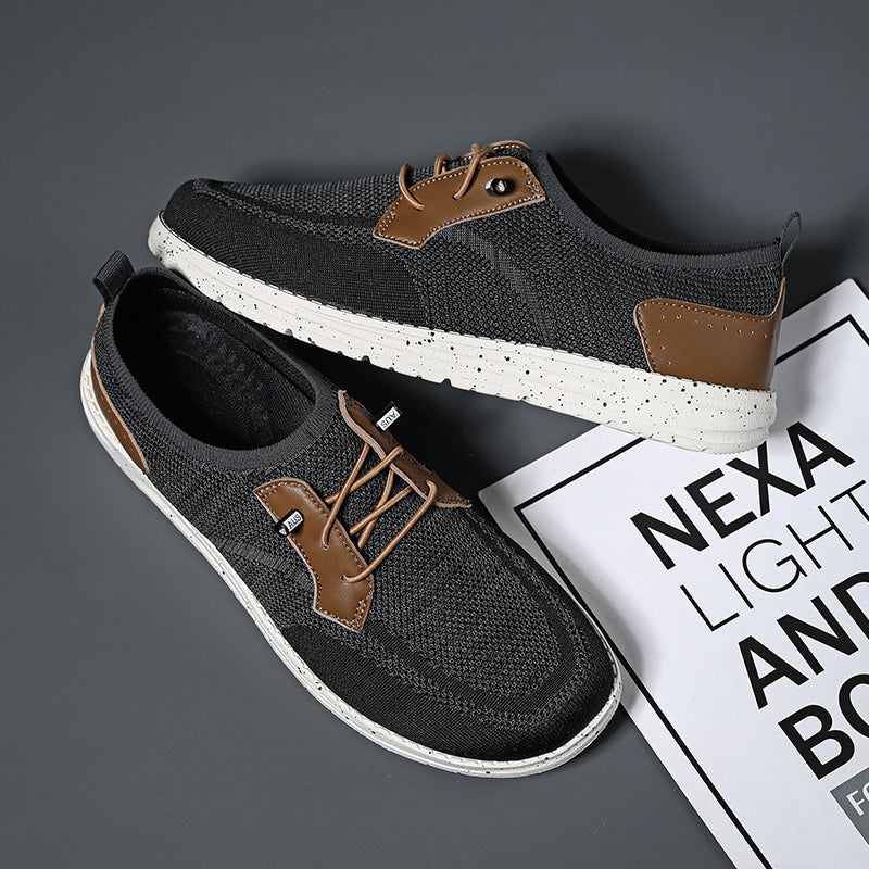 Men's Mesh Walking Shoes - Lace-Up, Breathable, Wide Toe Box with Arch Support