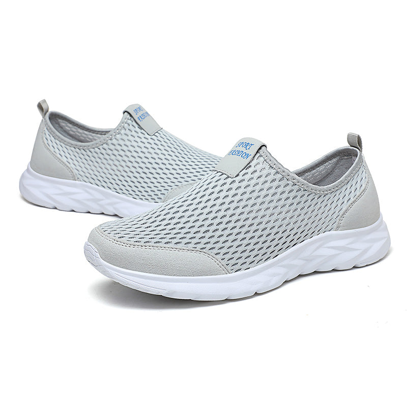 Men's Mesh Walking Shoes - Slip-On, Cushioned, Wide Toe Box with Arch Support