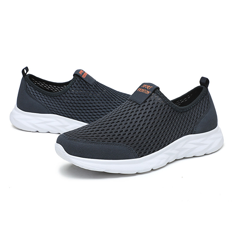 Men's Mesh Walking Shoes - Slip-On, Cushioned, Wide Toe Box with Arch Support