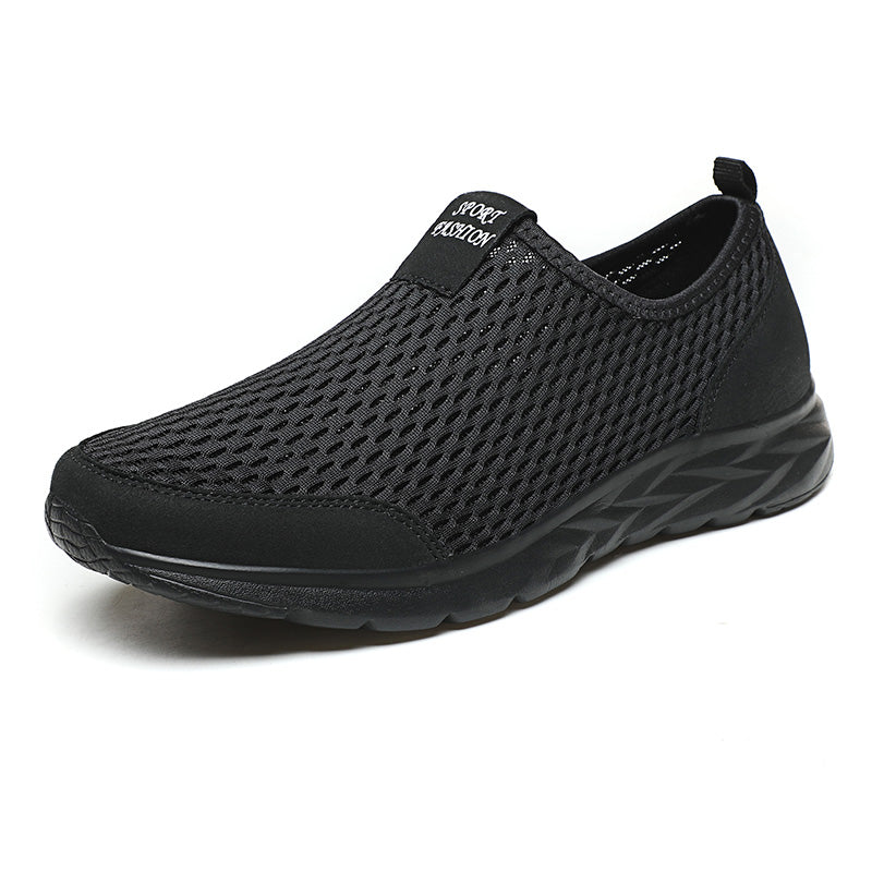 Men's Mesh Walking Shoes - Slip-On, Cushioned, Wide Toe Box with Arch Support