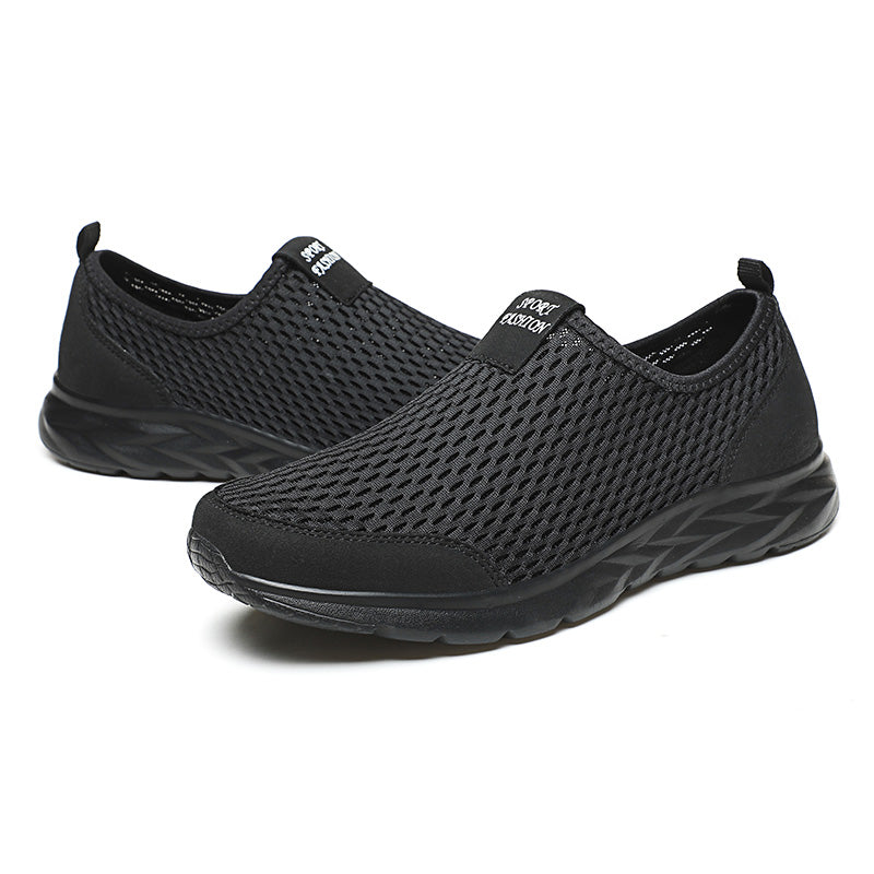 Men's Mesh Walking Shoes - Slip-On, Cushioned, Wide Toe Box with Arch Support