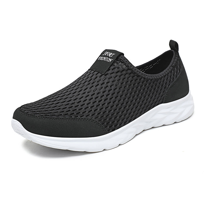 Men's Mesh Walking Shoes - Slip-On, Cushioned, Wide Toe Box with Arch Support