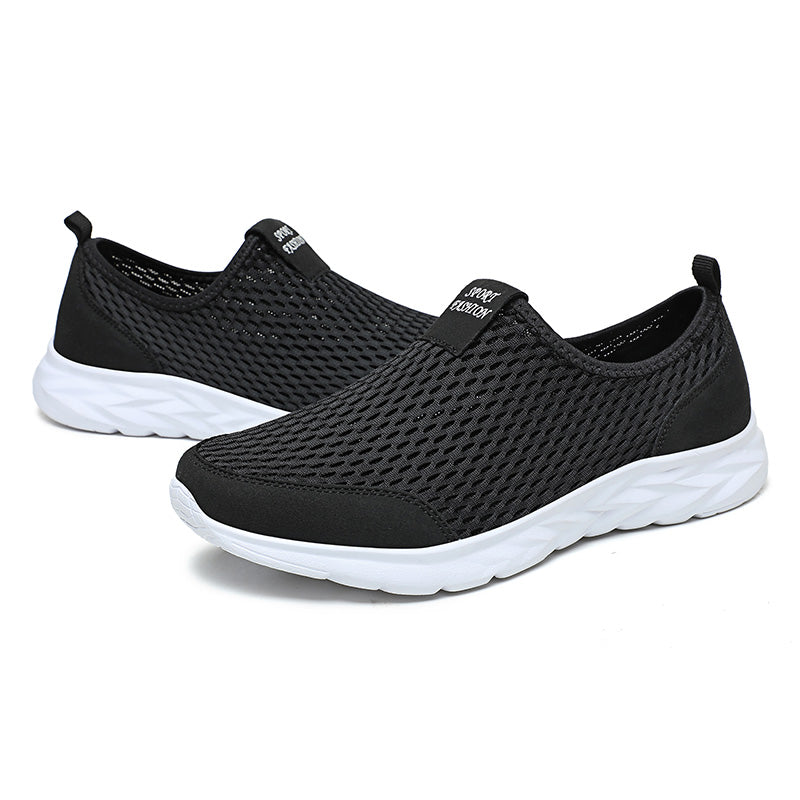 Men's Mesh Walking Shoes - Slip-On, Cushioned, Wide Toe Box with Arch Support
