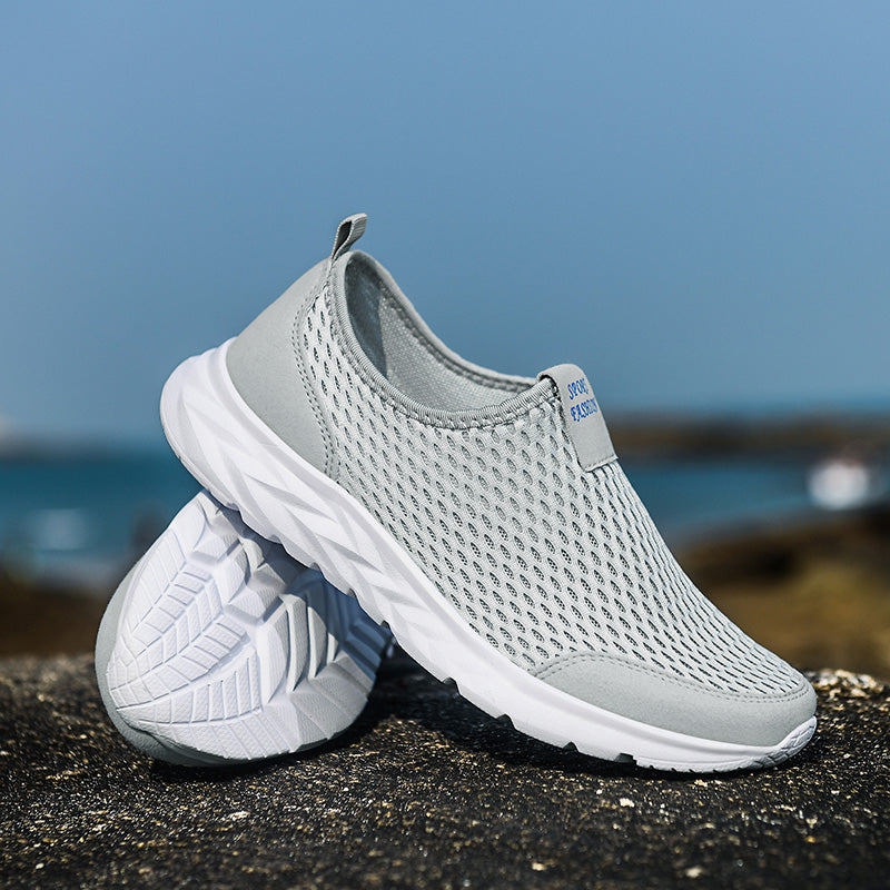 Men's Mesh Walking Shoes - Slip-On, Cushioned, Wide Toe Box with Arch Support