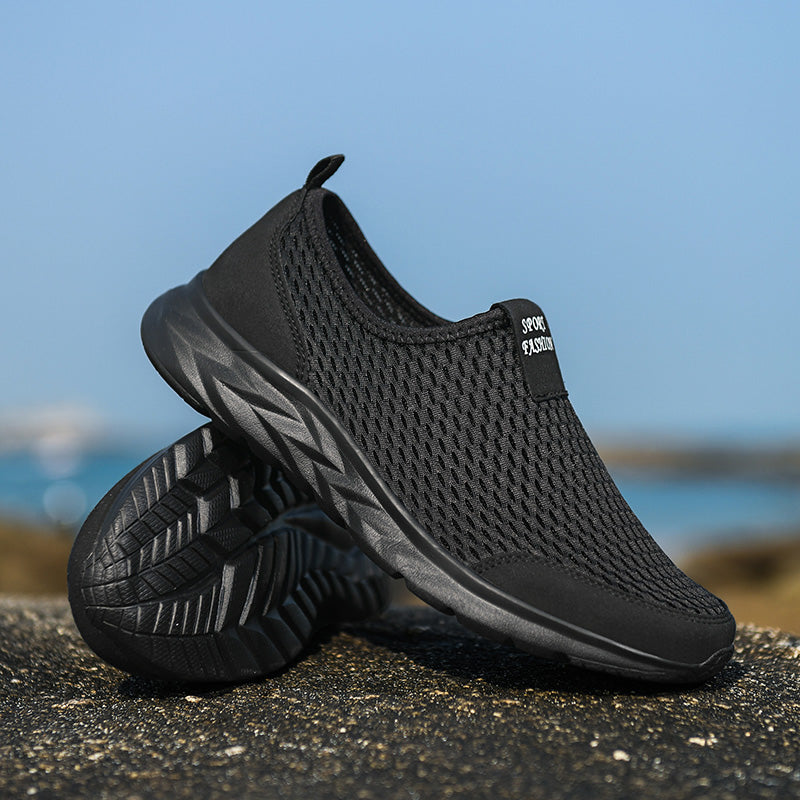 Men's Mesh Walking Shoes - Slip-On, Cushioned, Wide Toe Box with Arch Support