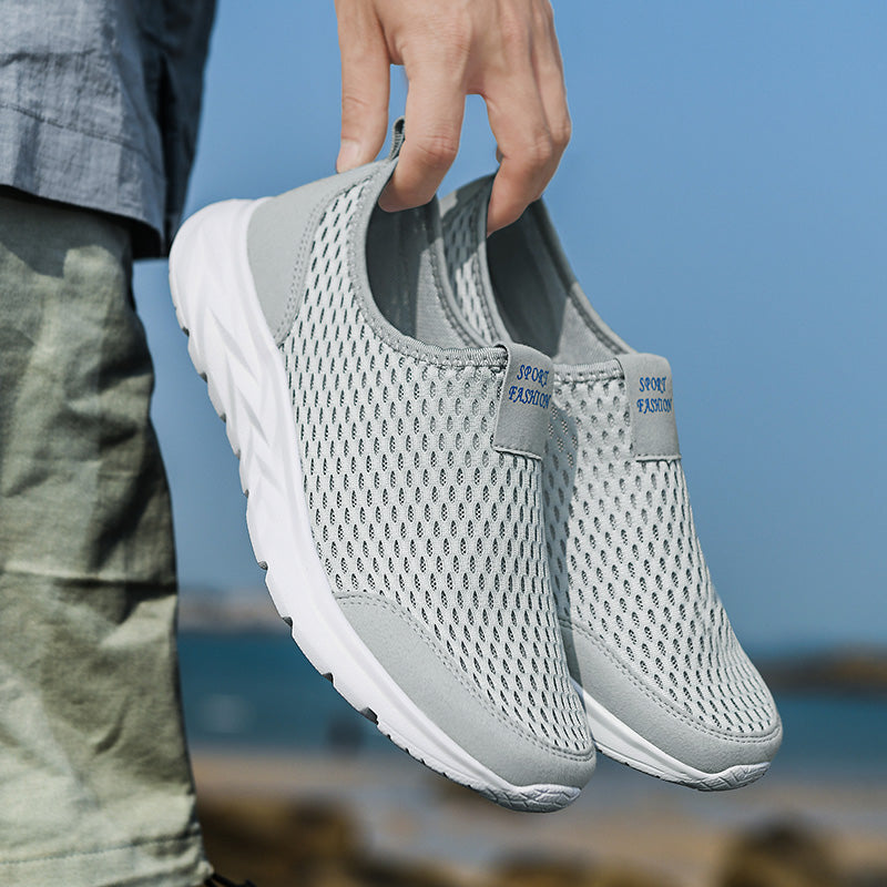Men's Mesh Walking Shoes - Slip-On, Cushioned, Wide Toe Box with Arch Support