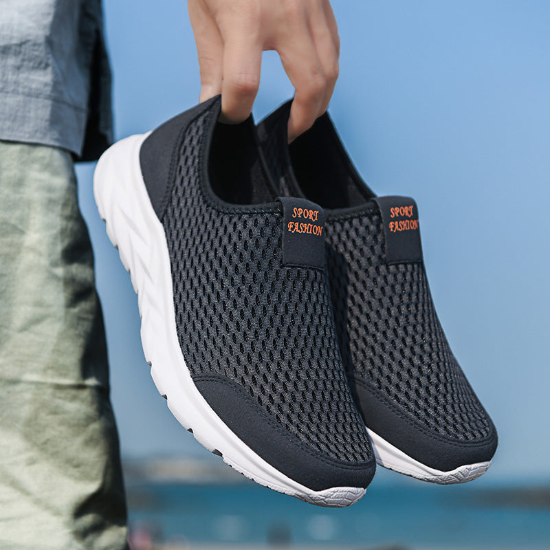 Men's Mesh Walking Shoes - Slip-On, Cushioned, Wide Toe Box with Arch Support