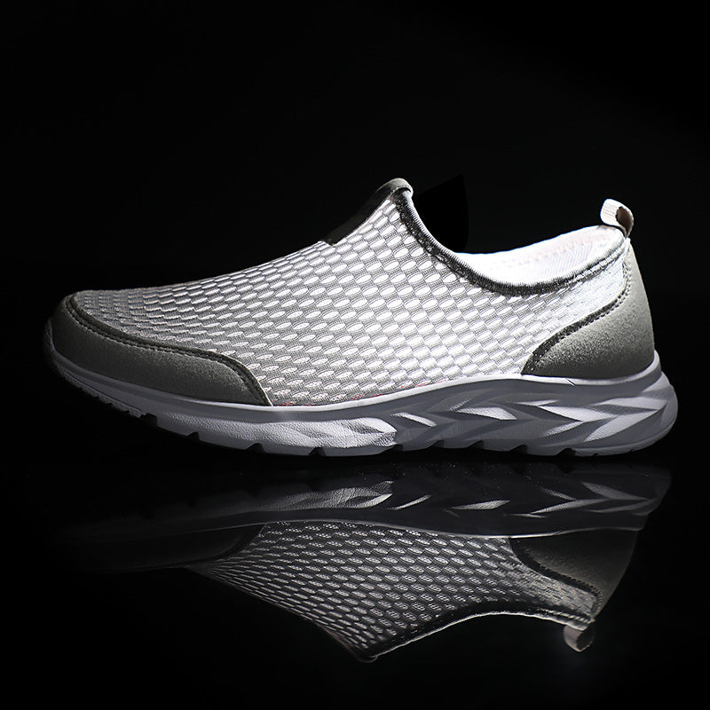 Men's Mesh Walking Shoes - Slip-On, Cushioned, Wide Toe Box with Arch Support