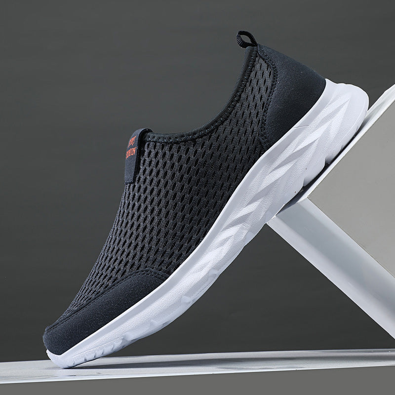 Men's Mesh Walking Shoes - Slip-On, Cushioned, Wide Toe Box with Arch Support