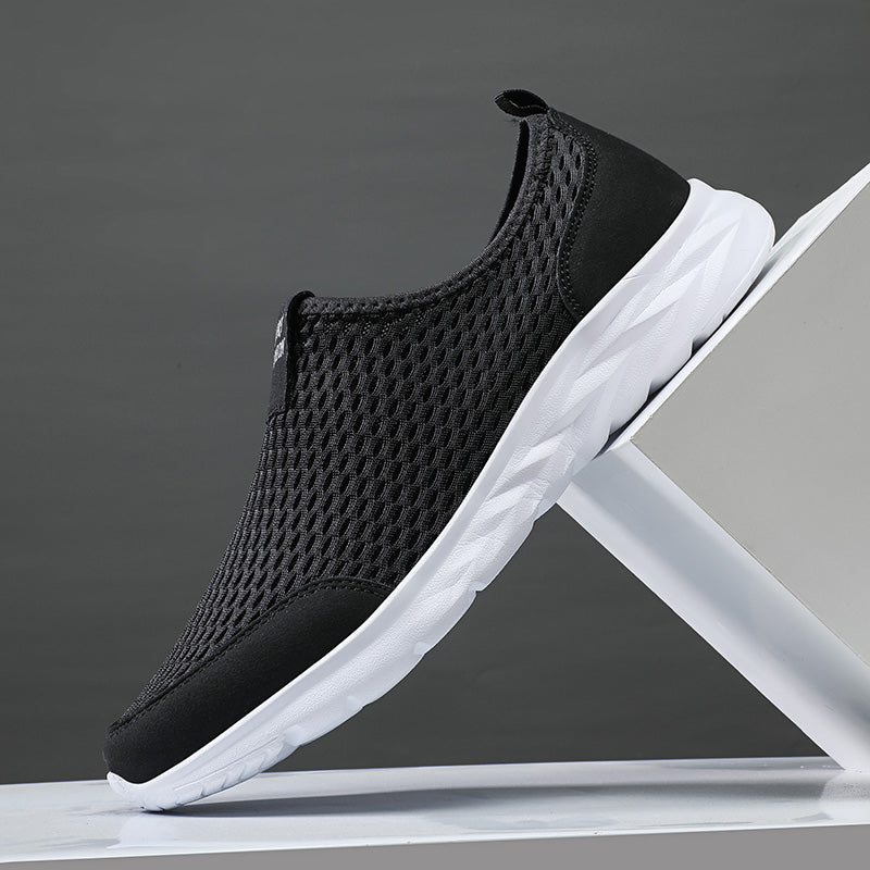 Men's Mesh Walking Shoes - Slip-On, Cushioned, Wide Toe Box with Arch Support