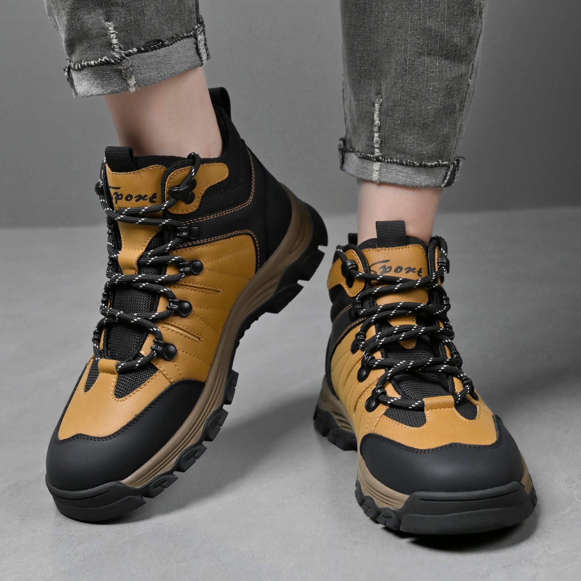 Men's Genuine Leather Work Boots - Lace-Up, Slip-Resistant, Wide Toe Box with Arch Support
