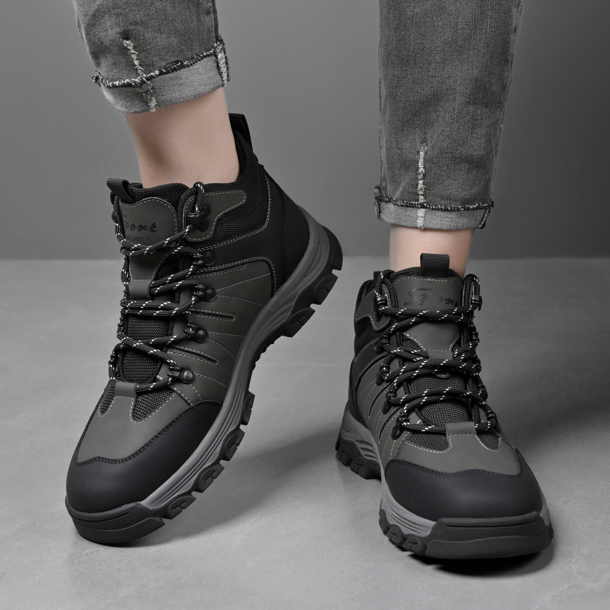 Men's Genuine Leather Work Boots - Lace-Up, Slip-Resistant, Wide Toe Box with Arch Support
