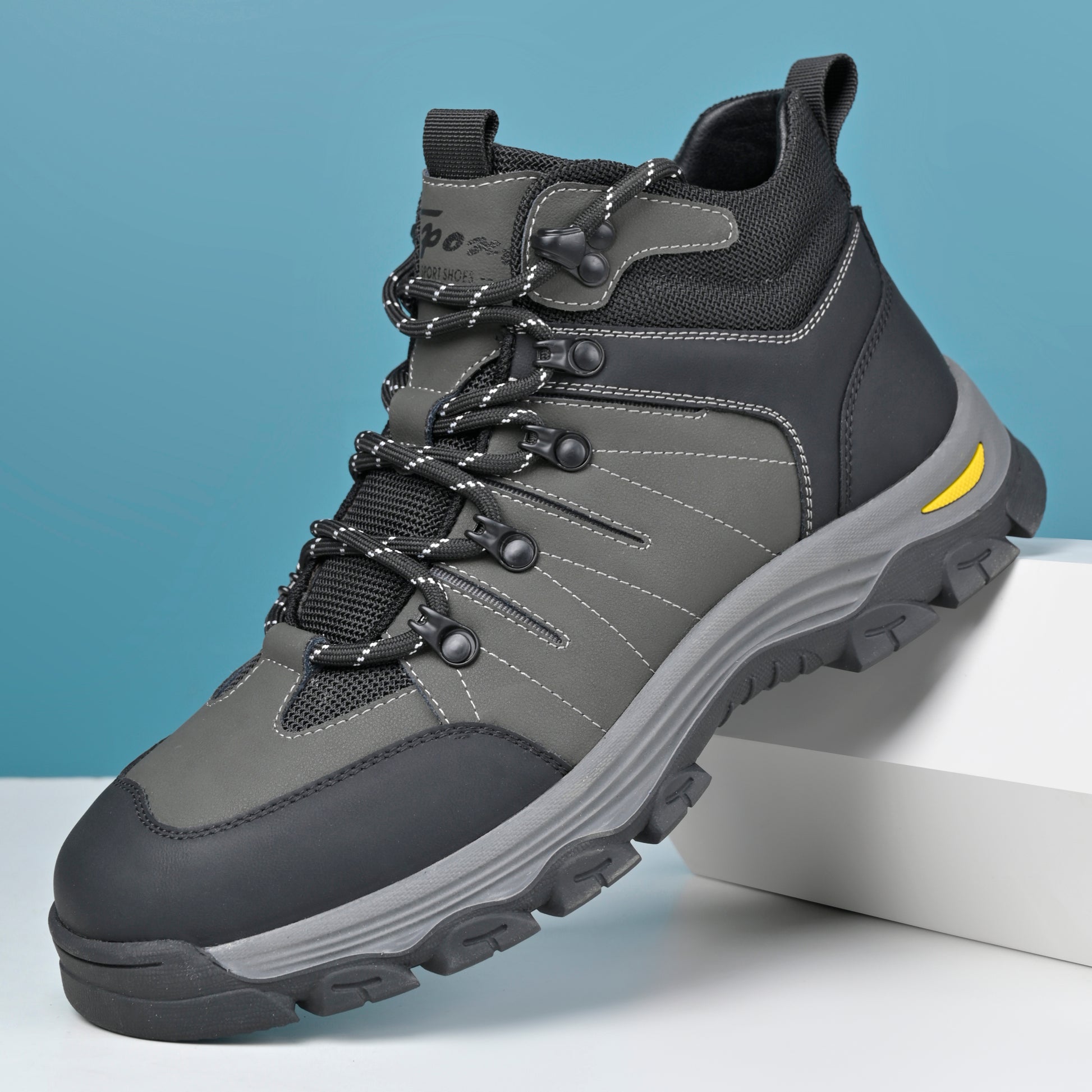 Men's Genuine Leather Work Boots - Lace-Up, Slip-Resistant, Wide Toe Box with Arch Support