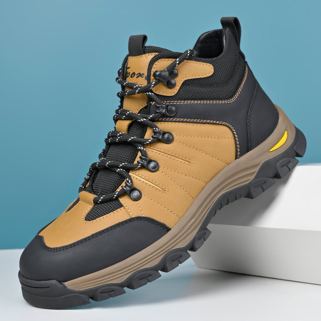 Men's Genuine Leather Work Boots - Lace-Up, Slip-Resistant, Wide Toe Box with Arch Support