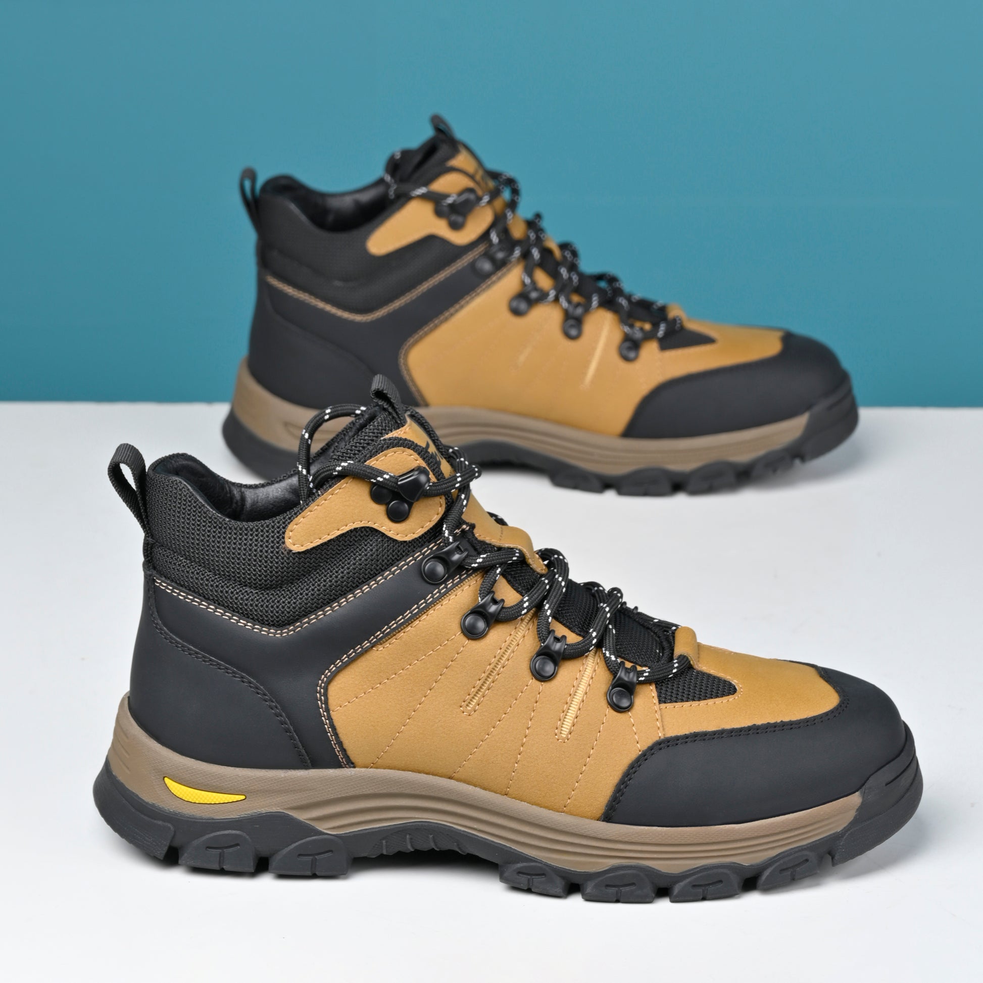 Men's Genuine Leather Work Boots - Lace-Up, Slip-Resistant, Wide Toe Box with Arch Support