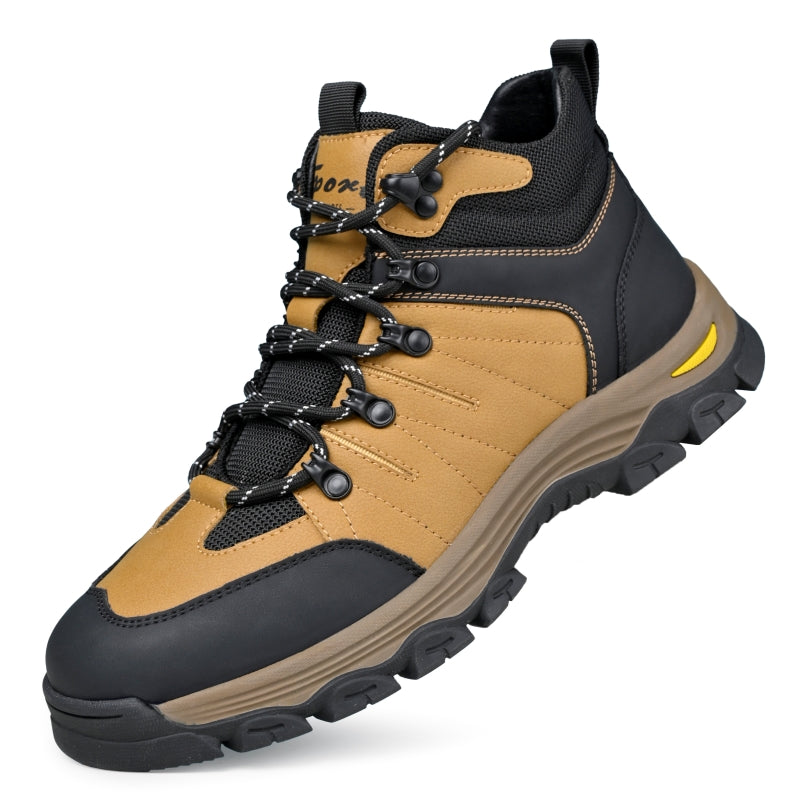 Men's Genuine Leather Work Boots - Lace-Up, Slip-Resistant, Wide Toe Box with Arch Support