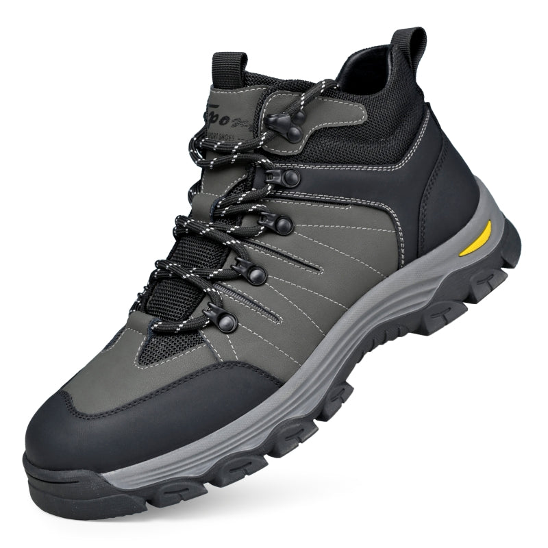 Men's Genuine Leather Work Boots - Lace-Up, Slip-Resistant, Wide Toe Box with Arch Support