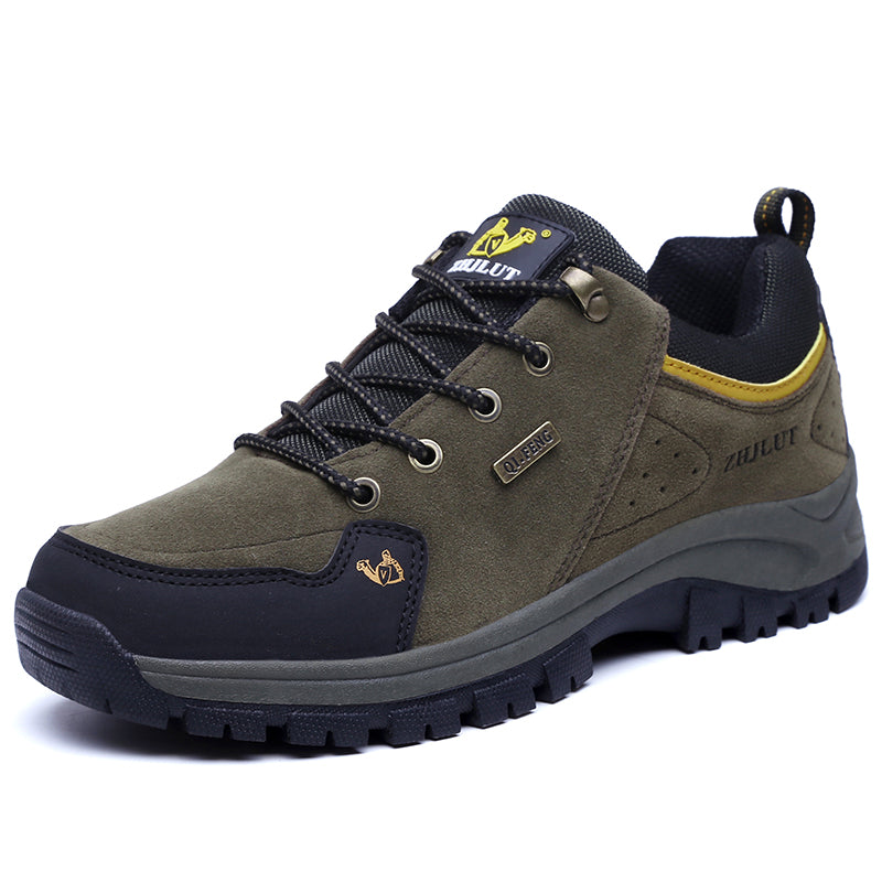 Men's Genuine Leather Hiking Boots - Lace-Up, Waterproof, Slip resistant, Wide Toe Box with Arch Support