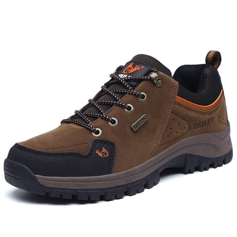Men's Genuine Leather Hiking Boots - Lace-Up, Waterproof, Slip resistant, Wide Toe Box with Arch Support