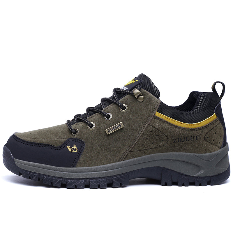Men's Genuine Leather Hiking Boots - Lace-Up, Waterproof, Slip resistant, Wide Toe Box with Arch Support