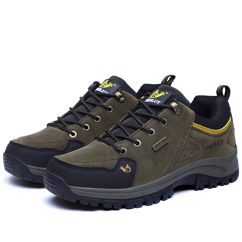 Men's Genuine Leather Hiking Boots - Lace-Up, Waterproof, Slip resistant, Wide Toe Box with Arch Support