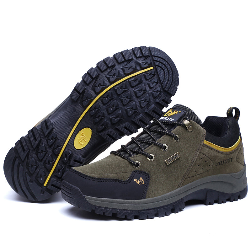 Men's Genuine Leather Hiking Boots - Lace-Up, Waterproof, Slip resistant, Wide Toe Box with Arch Support